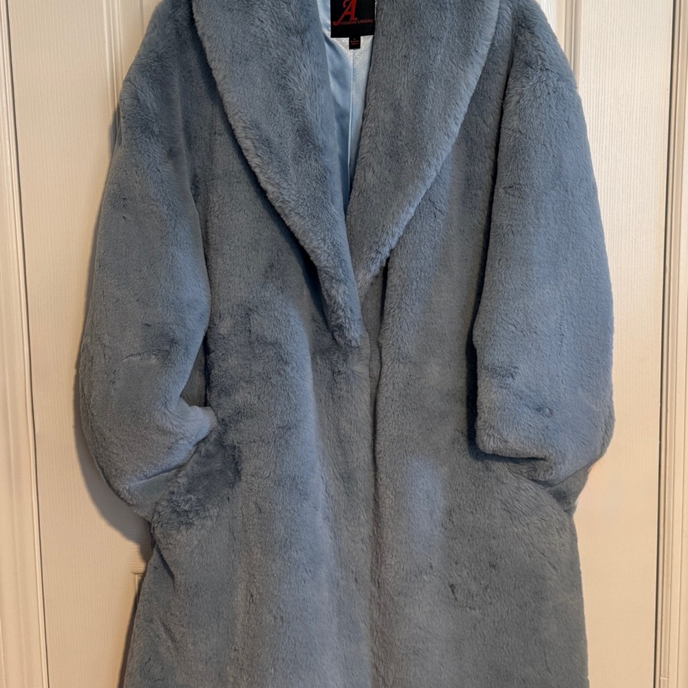 Adrienne Landau Vintage Faux Fur Sky Blue Teddy Jacket